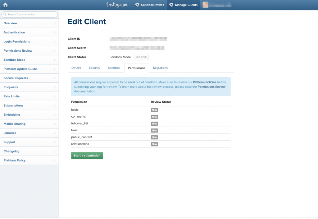 instagram API使用審査の申請方法