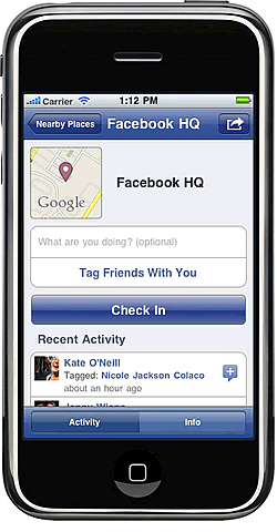 Facebook Places for iPhone
